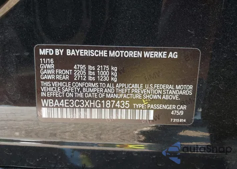 2017 BMW 440I Gran Coupe из США, поврежденный, VIN WBA4E3C3XHG187435